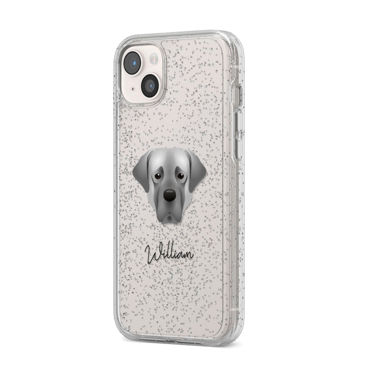 Turkish Kangal Dog Personalised iPhone 14 Plus Glitter Tough Case Starlight Angled Image