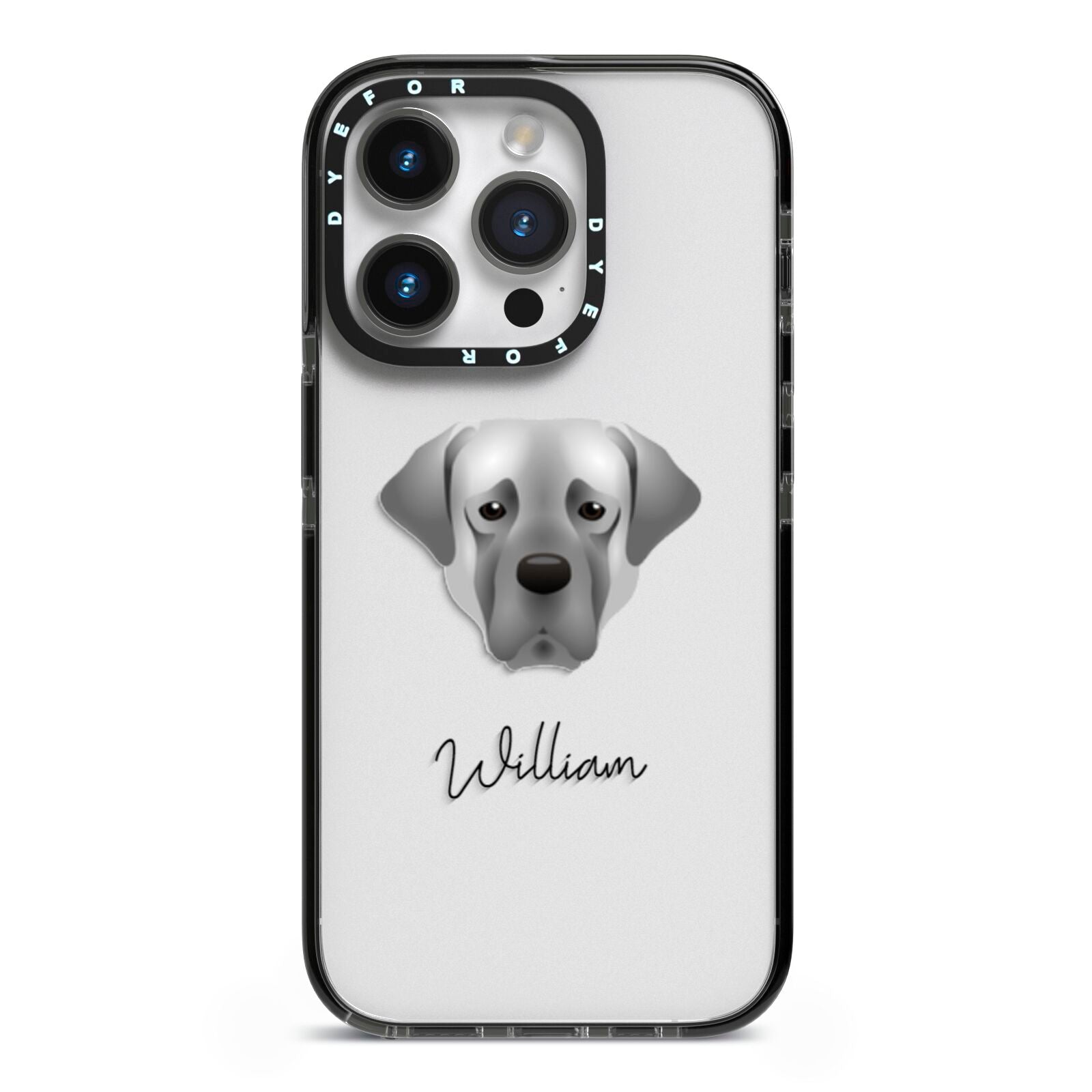 Turkish Kangal Dog Personalised iPhone 14 Pro Black Impact Case on Silver phone