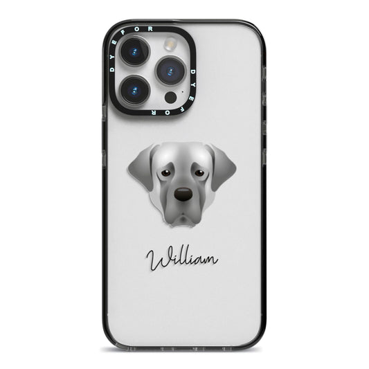 Turkish Kangal Dog Personalised iPhone 14 Pro Max Black Impact Case on Silver phone