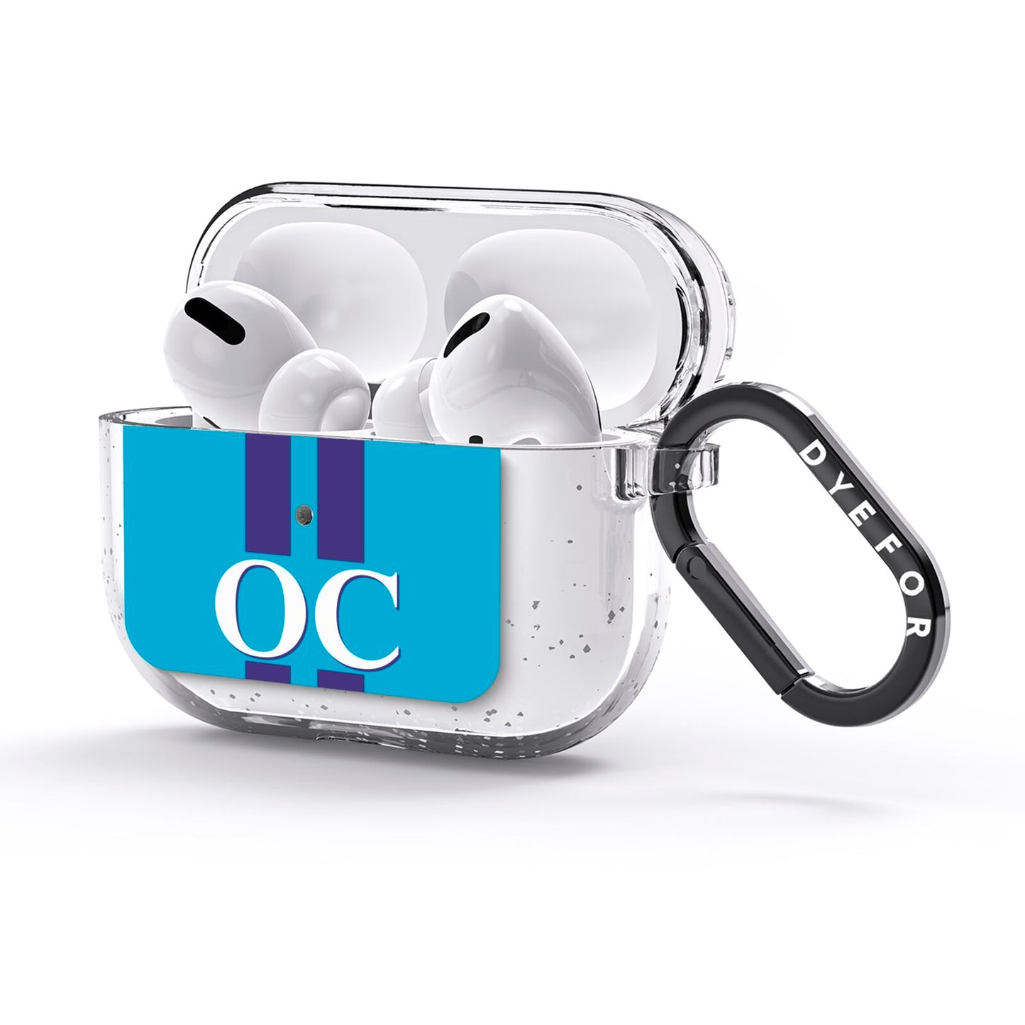 Turquoise Personalised AirPods Glitter Case 3rd Gen Side Image