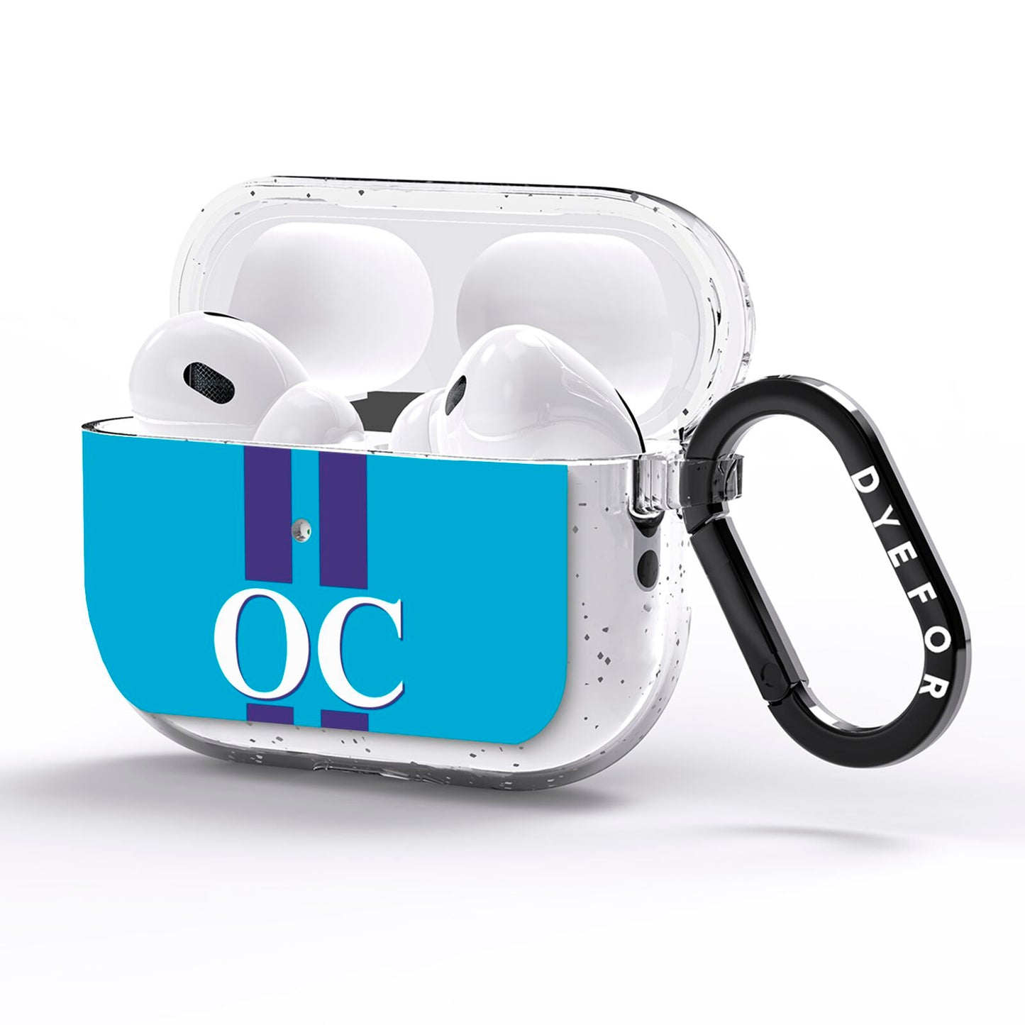 Turquoise Personalised AirPods Pro Glitter Case Side Image