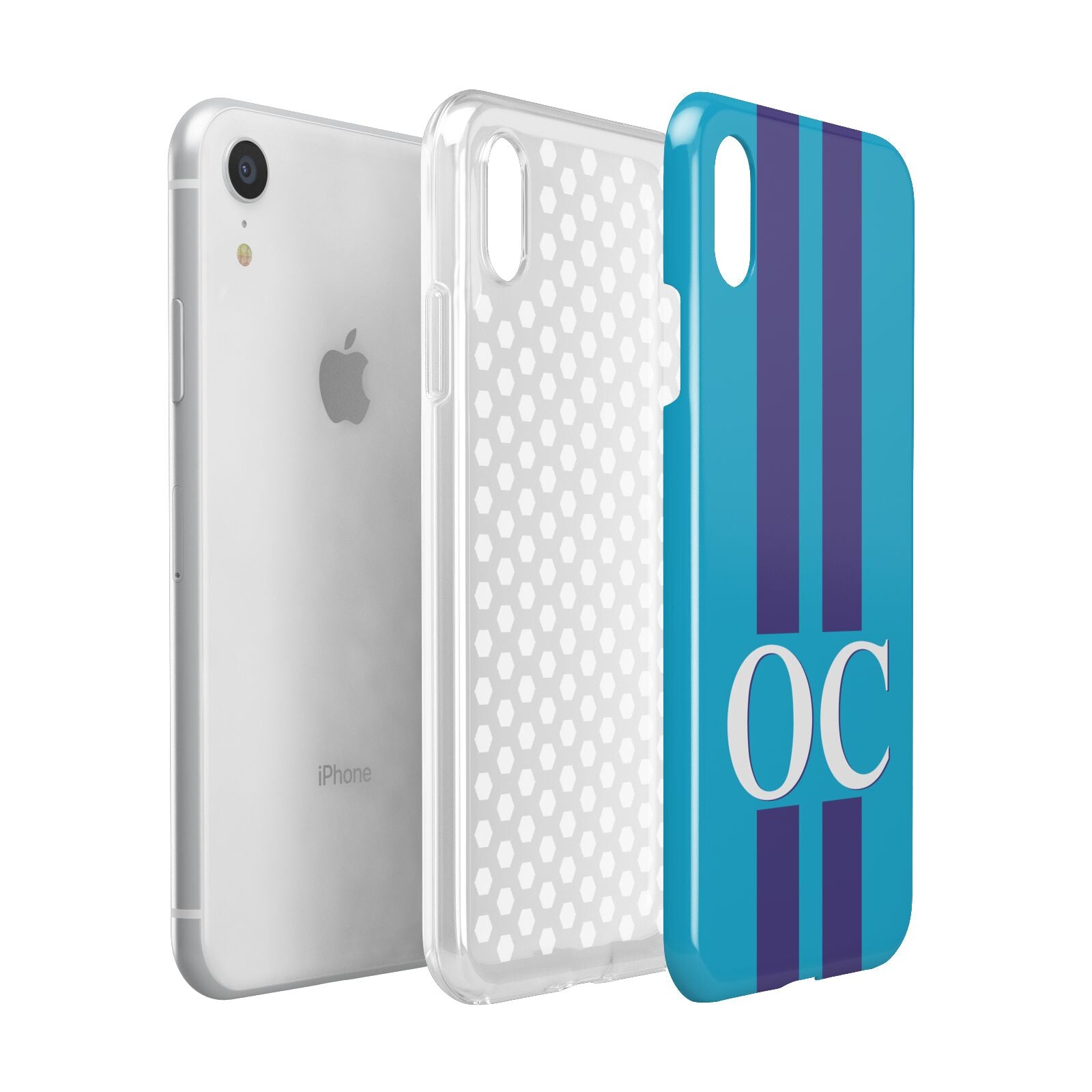 Turquoise Personalised Apple iPhone XR White 3D Tough Case Expanded view