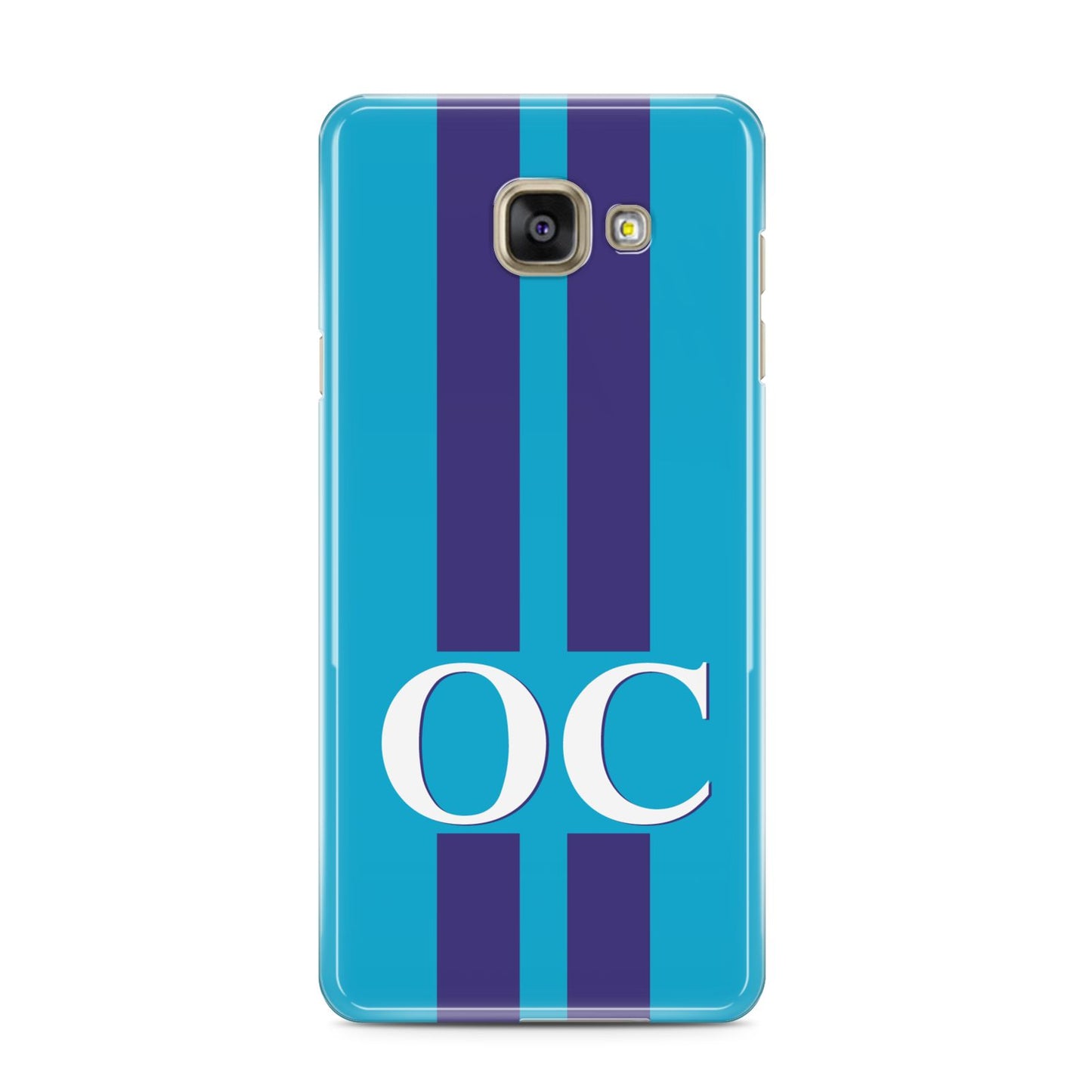 Turquoise Personalised Samsung Galaxy A3 2016 Case on gold phone