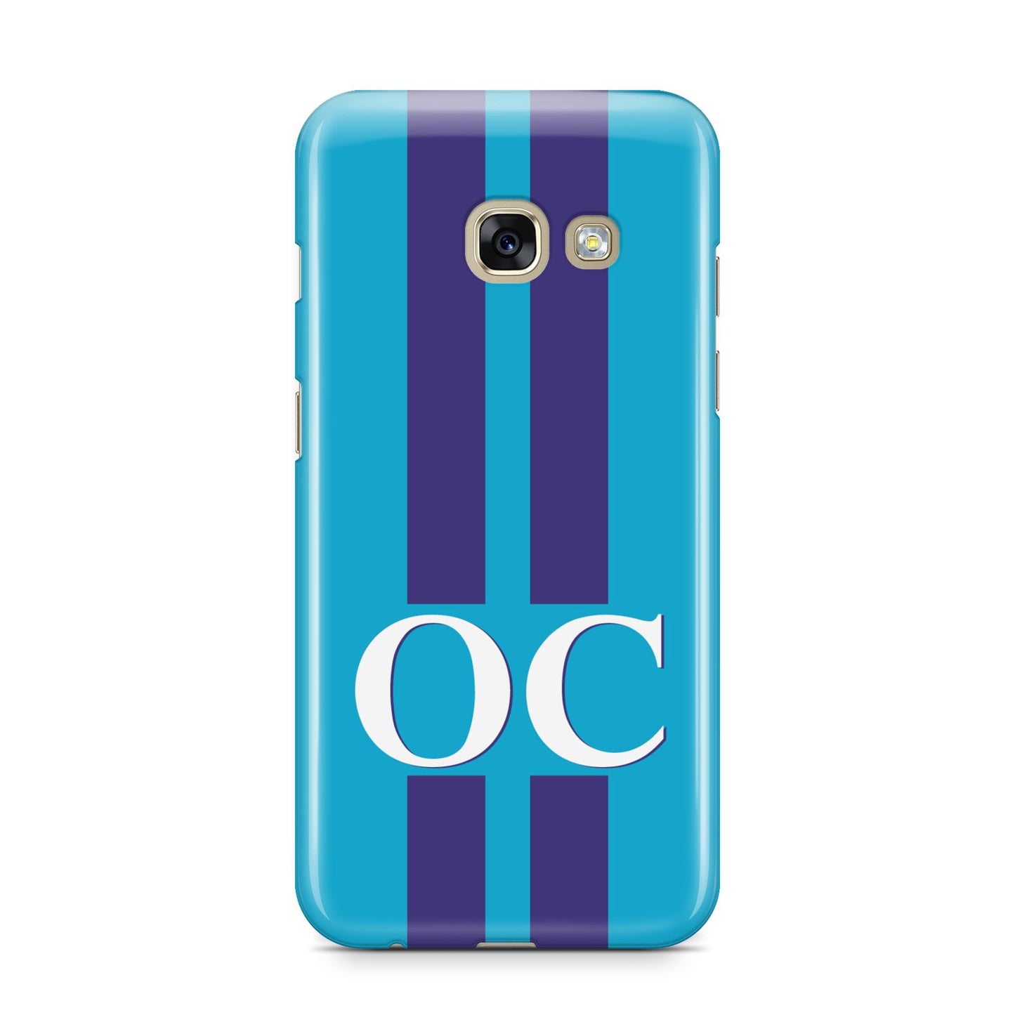 Turquoise Personalised Samsung Galaxy A3 2017 Case on gold phone