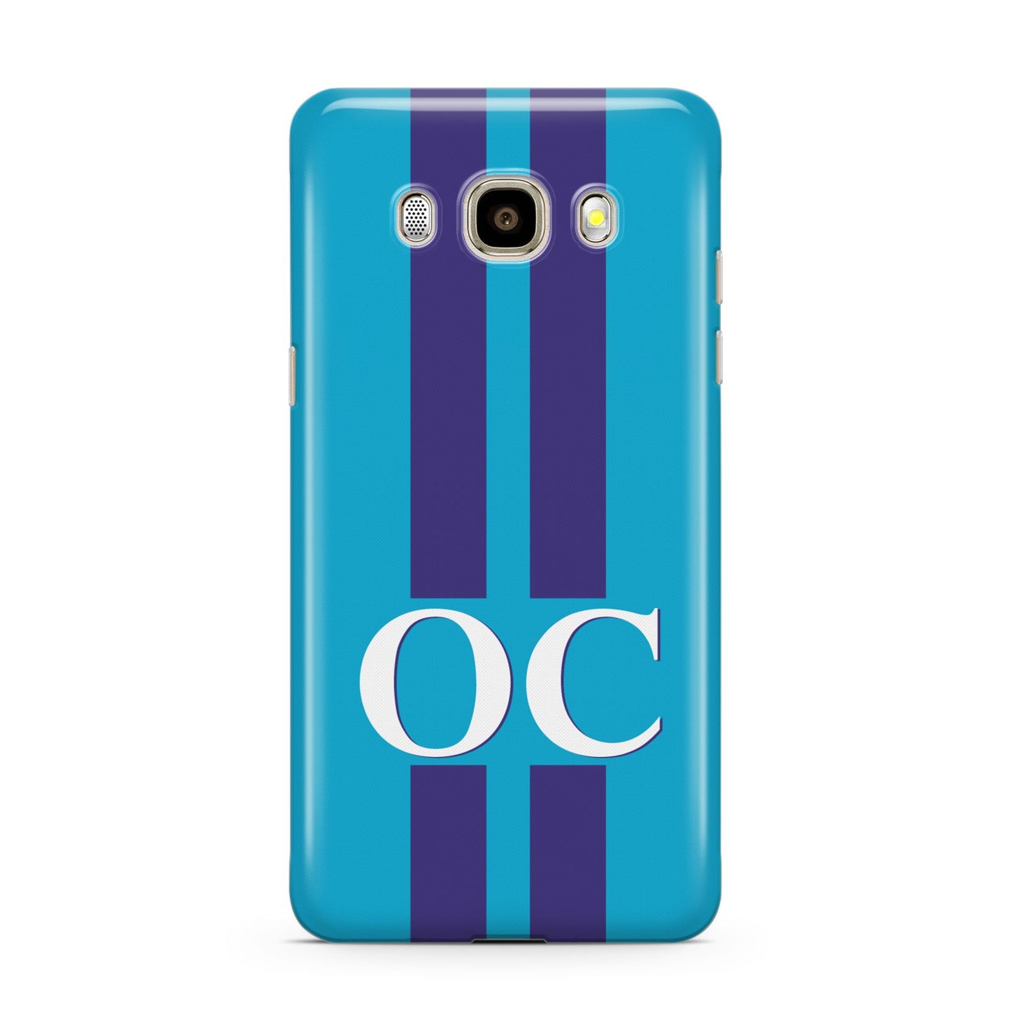 Turquoise Personalised Samsung Galaxy J7 2016 Case on gold phone