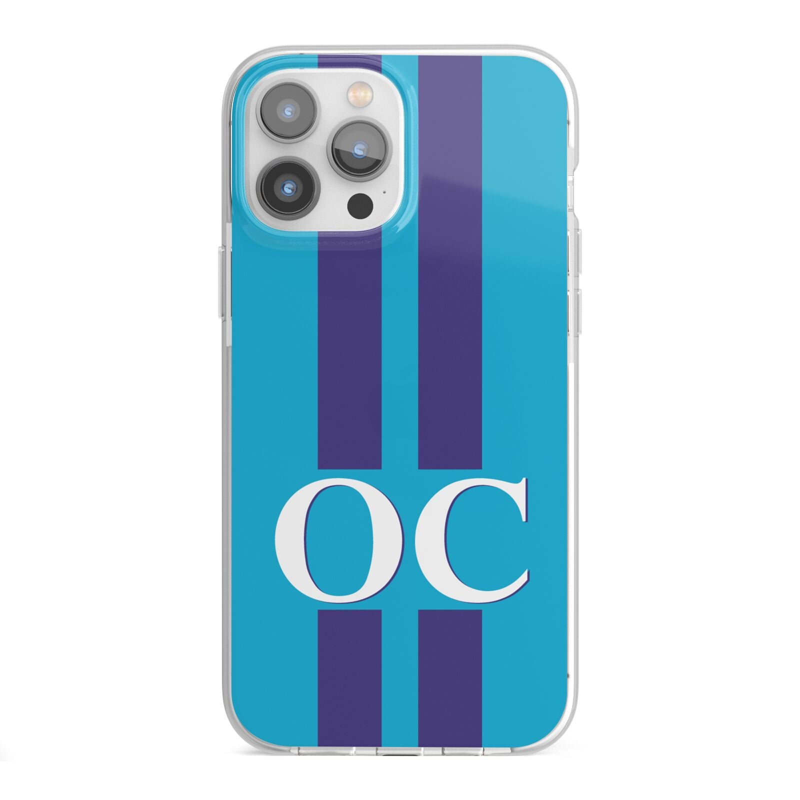 Turquoise Personalised iPhone 13 Pro Max TPU Impact Case with White Edges