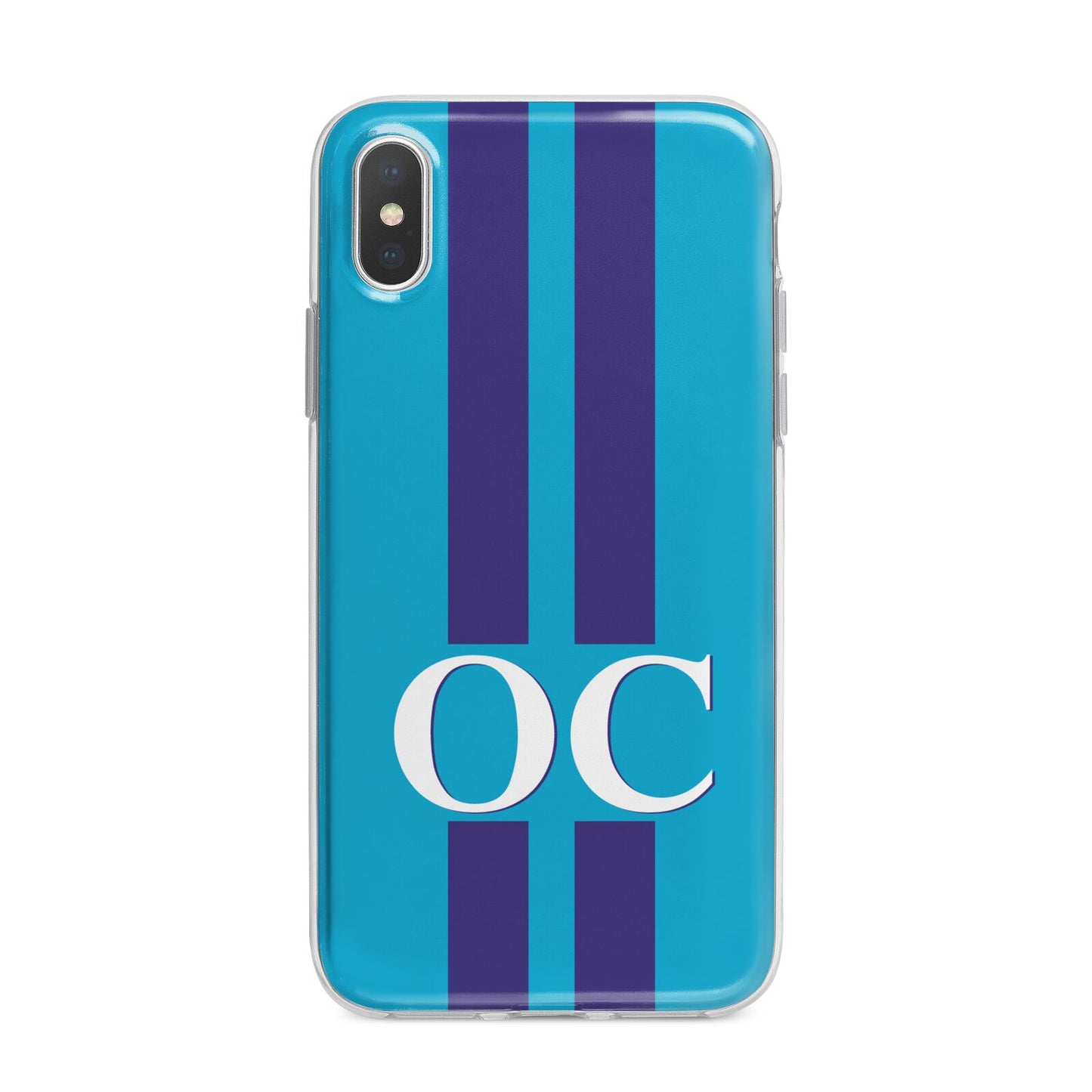 Turquoise Personalised iPhone X Bumper Case on Silver iPhone Alternative Image 1