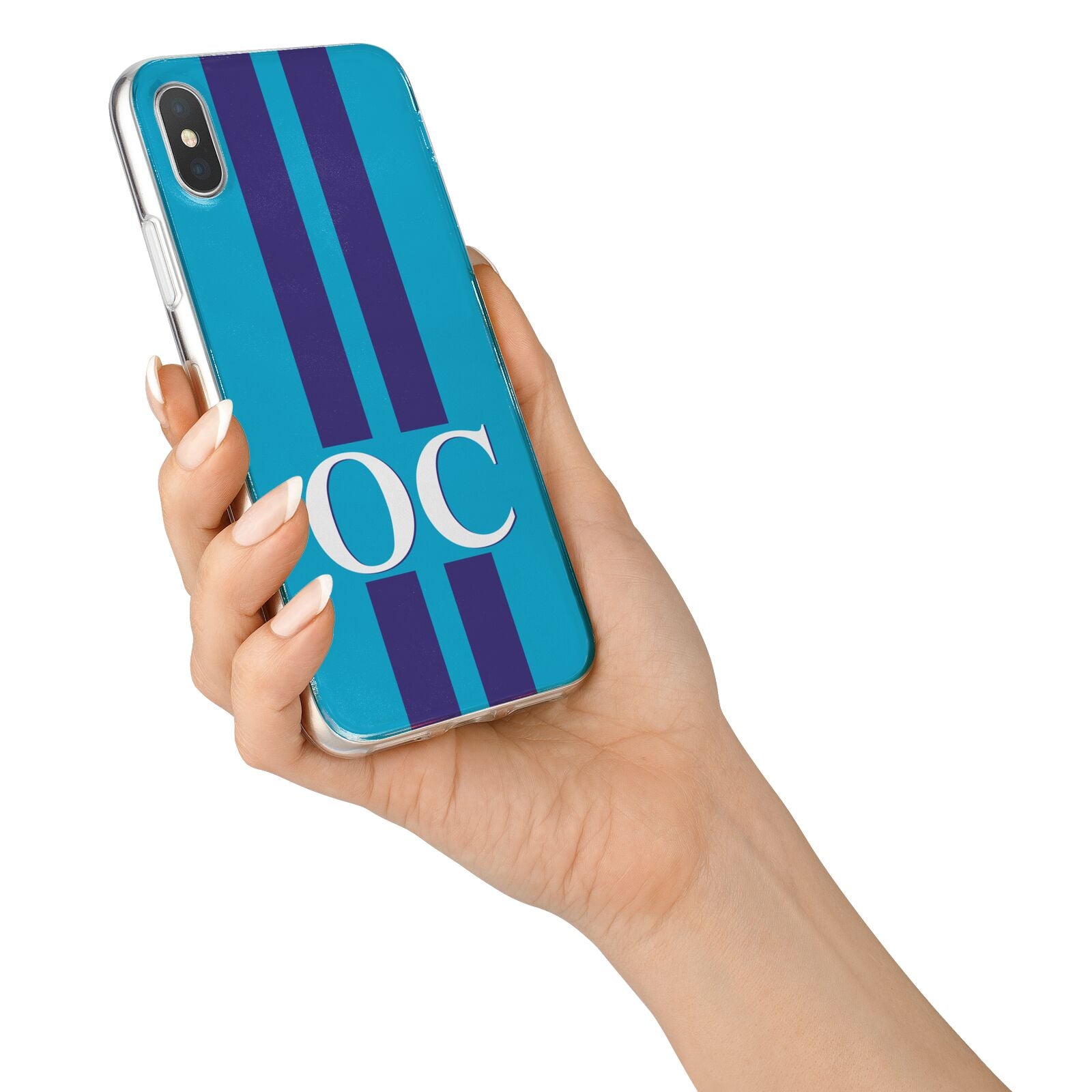 Turquoise Personalised iPhone X Bumper Case on Silver iPhone Alternative Image 2