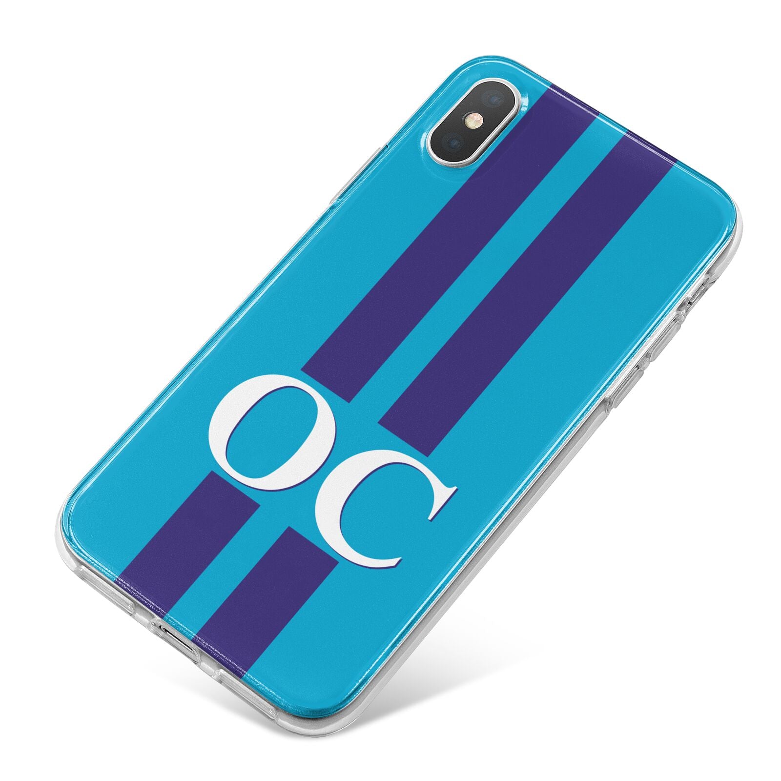 Turquoise Personalised iPhone X Bumper Case on Silver iPhone