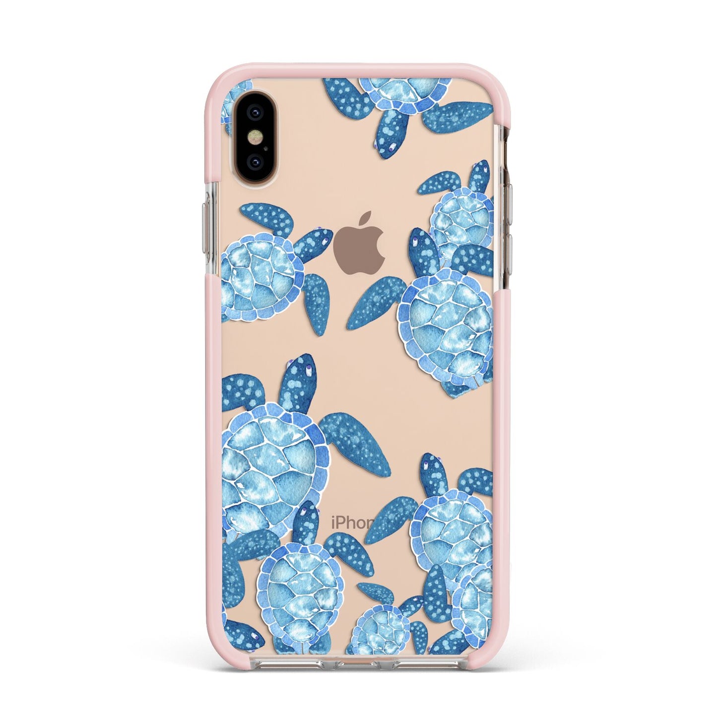 Turtle Apple iPhone Xs Max Impact Case Pink Edge on Gold Phone