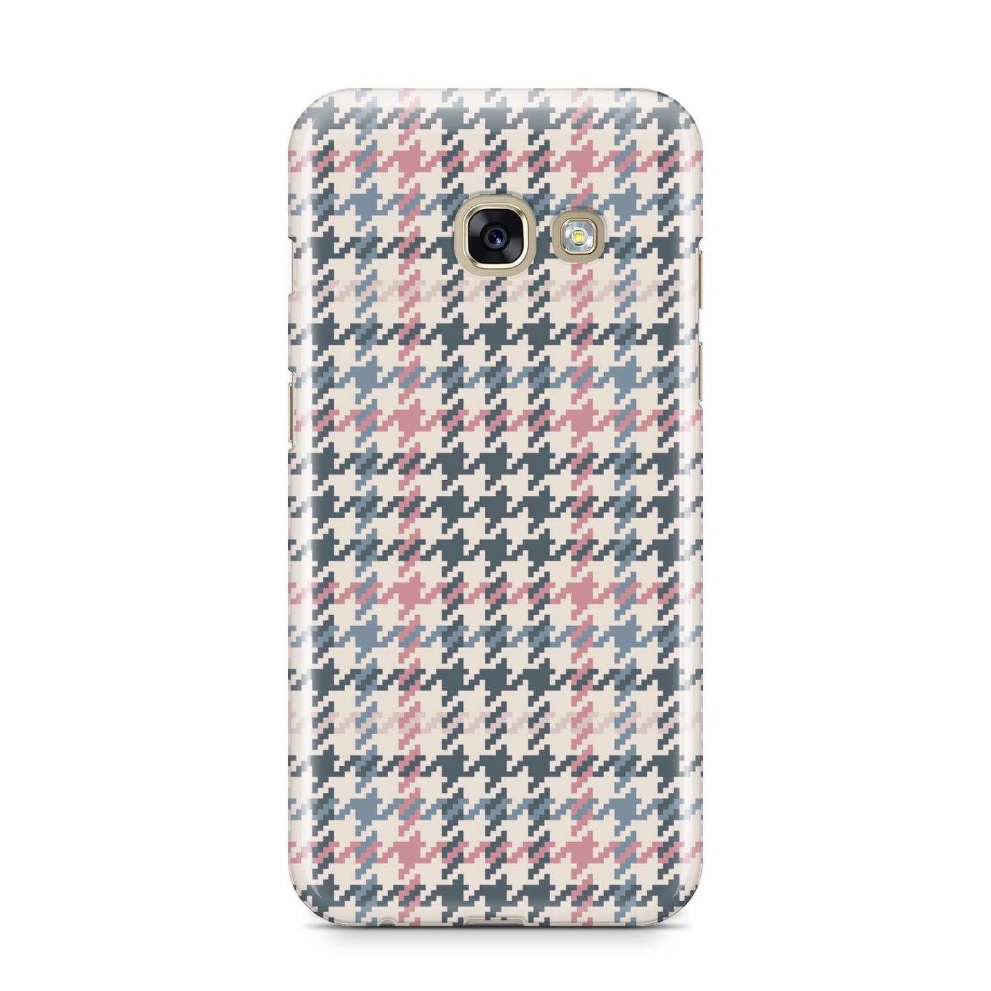 Tweed Houndstooth Samsung Galaxy A3 2017 Case on gold phone