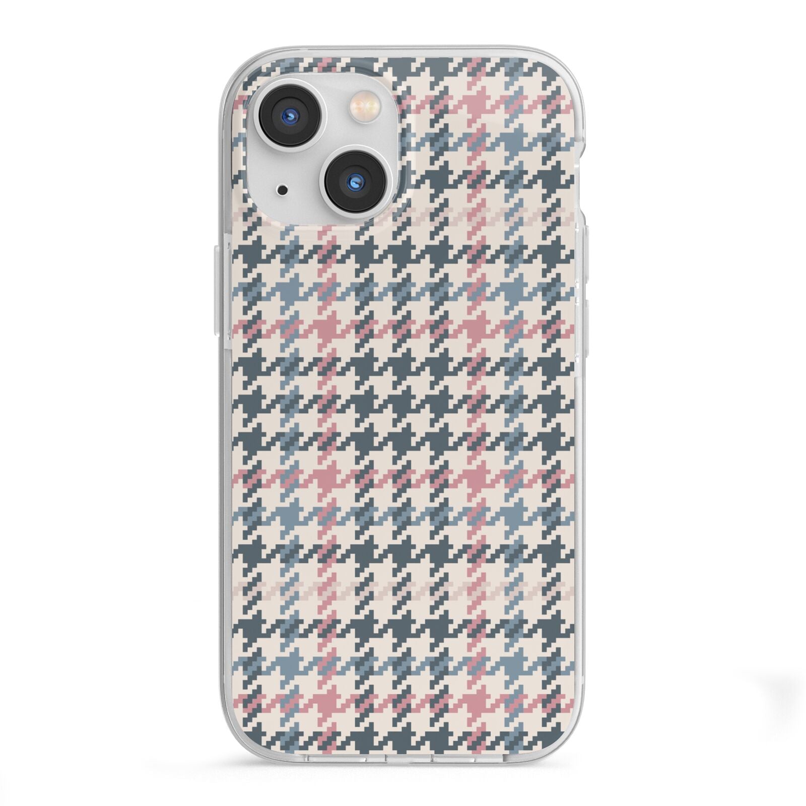 Tweed Houndstooth iPhone 13 Mini TPU Impact Case with White Edges