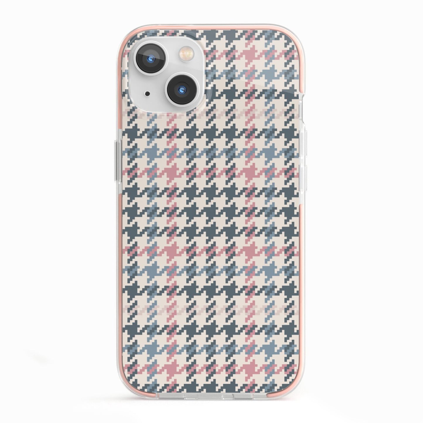 Tweed Houndstooth iPhone 13 TPU Impact Case with Pink Edges