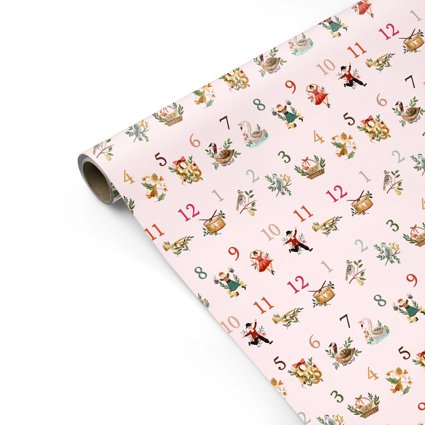 Twelve Days of Christmas Pink Personalised Gift Wrap