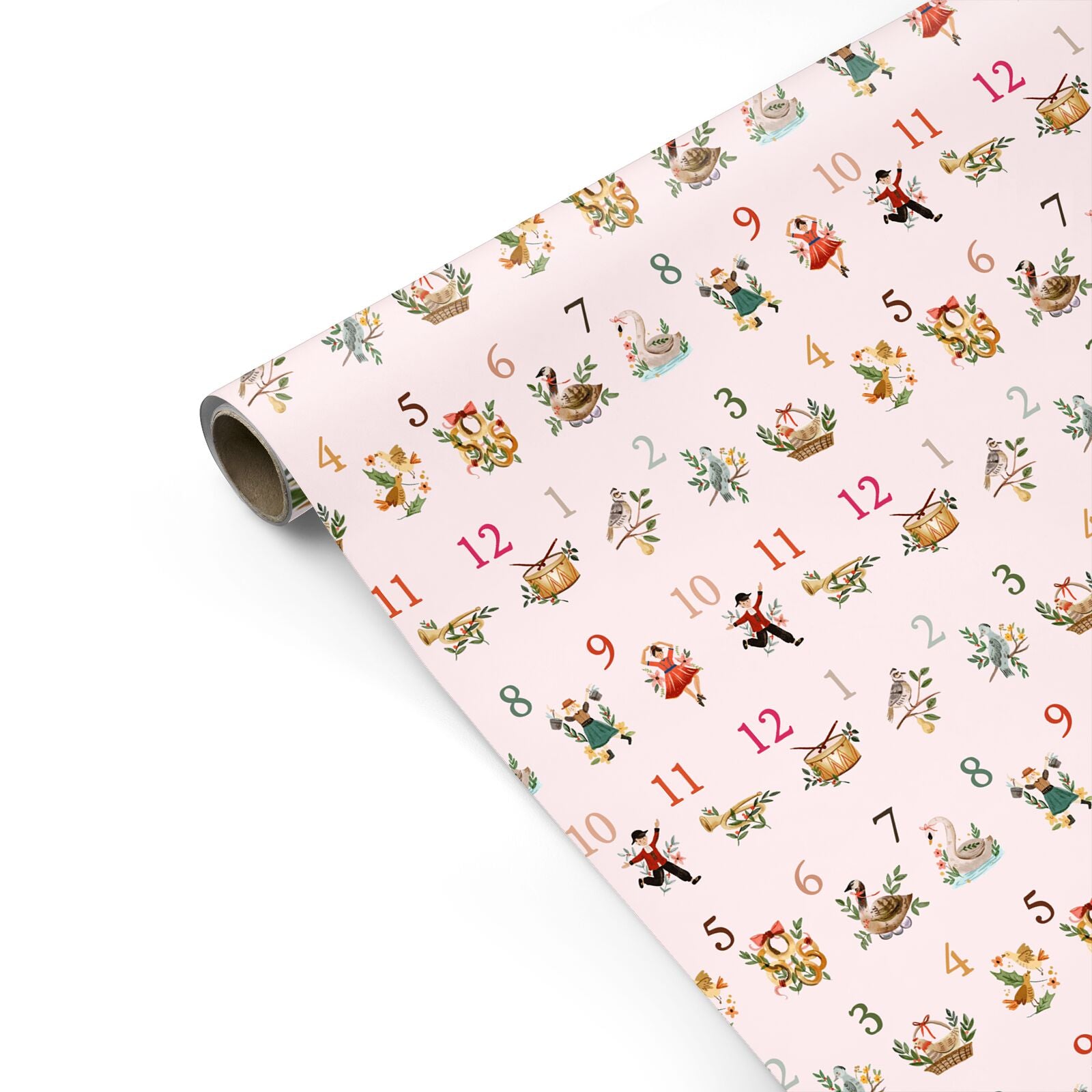 Twelve Days of Christmas Pink Personalised Gift Wrap