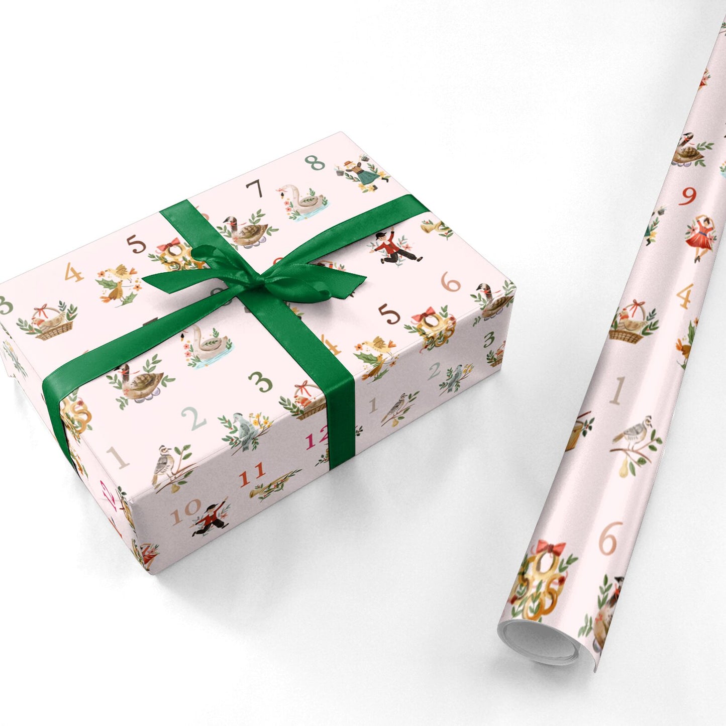 Twelve Days of Christmas Pink Personalised Wrapping Paper