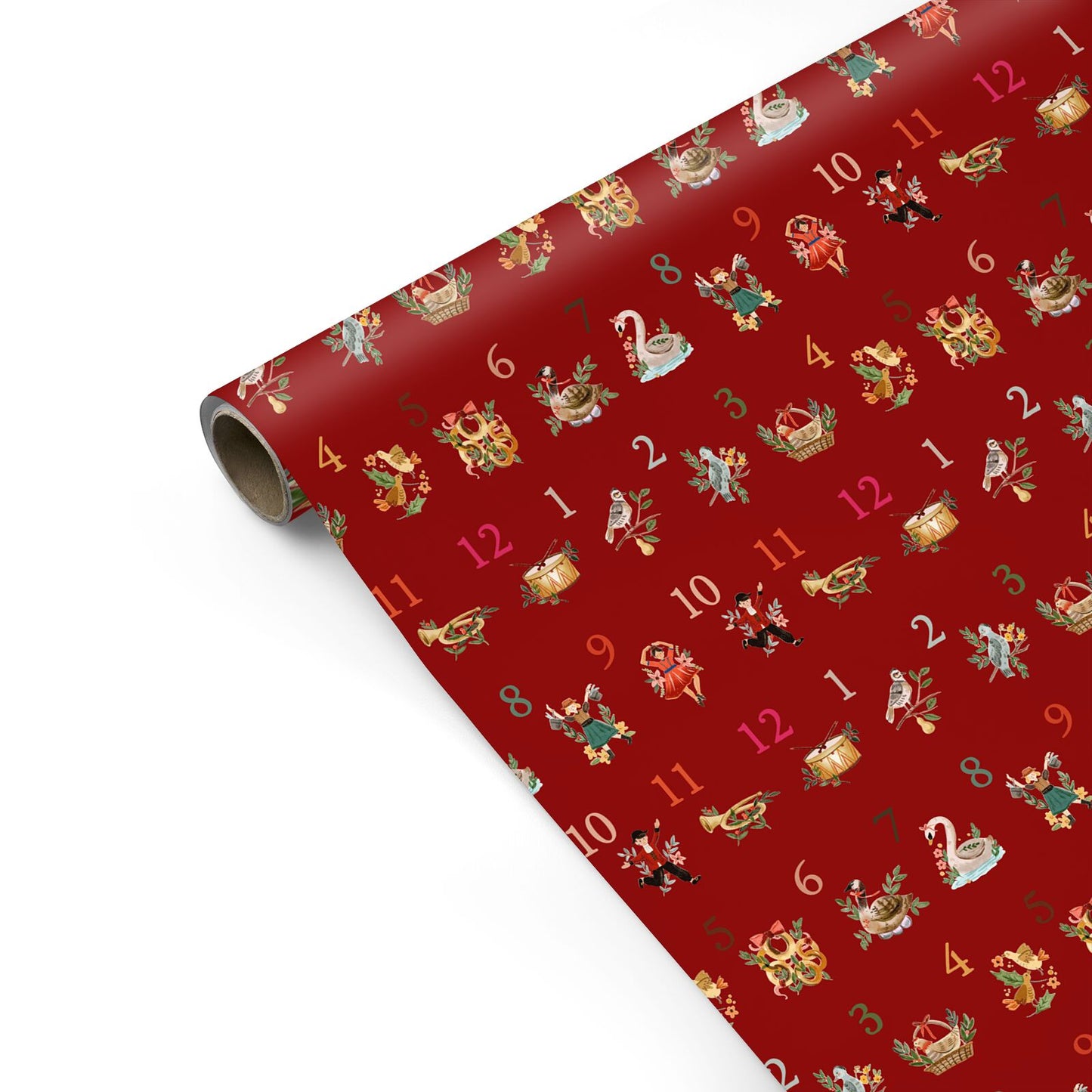 Twelve Days of Christmas Red Personalised Gift Wrap
