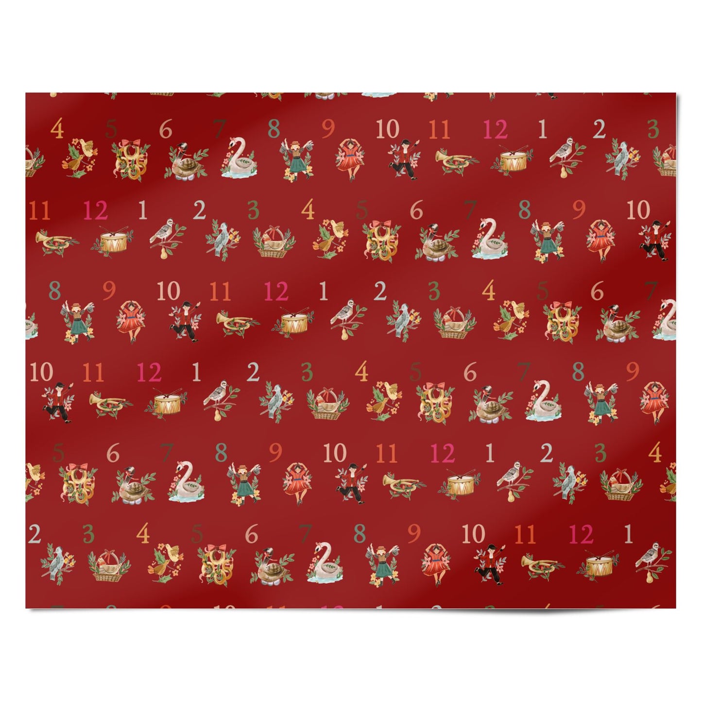 Twelve Days of Christmas Red Personalised Wrapping Paper Alternative