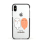 Two Ghosts Apple iPhone Xs Impact Case Black Edge on Silver Phone
