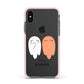 Two Ghosts Apple iPhone Xs Impact Case Pink Edge on Black Phone