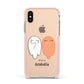 Two Ghosts Apple iPhone Xs Impact Case Pink Edge on Gold Phone