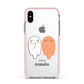 Two Ghosts Apple iPhone Xs Impact Case Pink Edge on Silver Phone