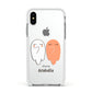 Two Ghosts Apple iPhone Xs Impact Case White Edge on Silver Phone