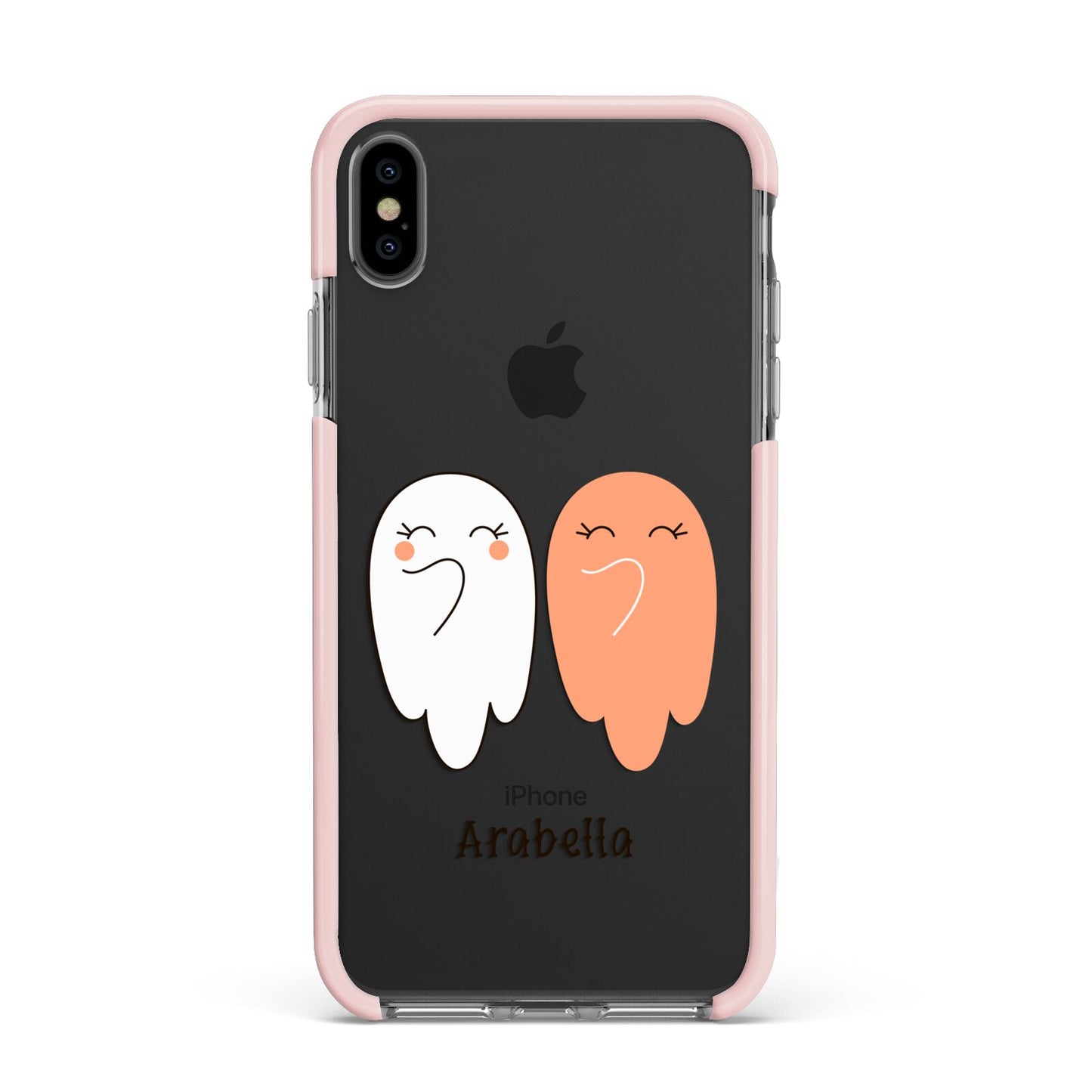 Two Ghosts Apple iPhone Xs Max Impact Case Pink Edge on Black Phone