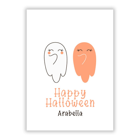 Two Ghosts Happy Halloween A5 Flat Greetings Card