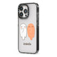 Two Ghosts iPhone 13 Pro Black Impact Case Side Angle on Silver phone