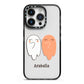 Two Ghosts iPhone 14 Pro Black Impact Case on Silver phone