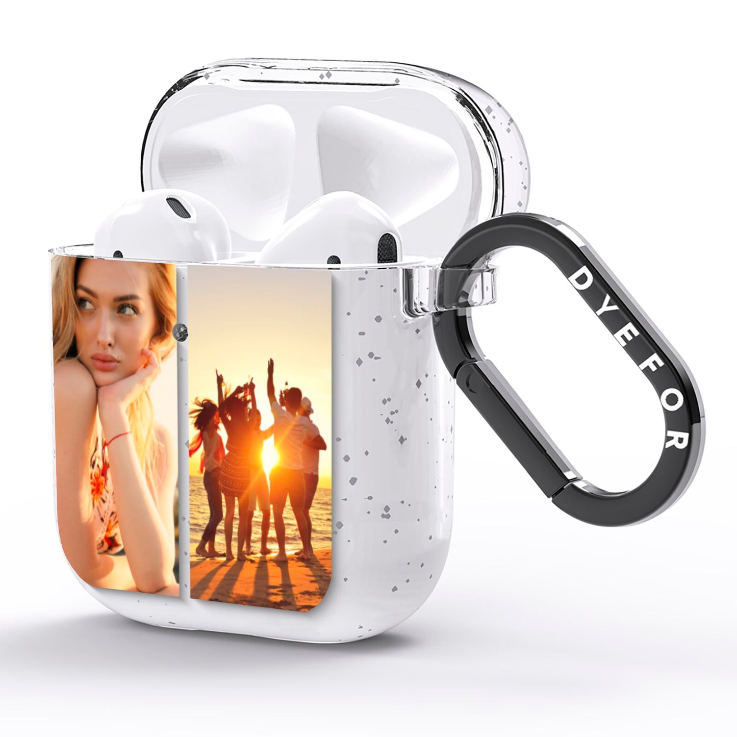 Two Horizontal Photo Tiles AirPods Glitter Case Side Image