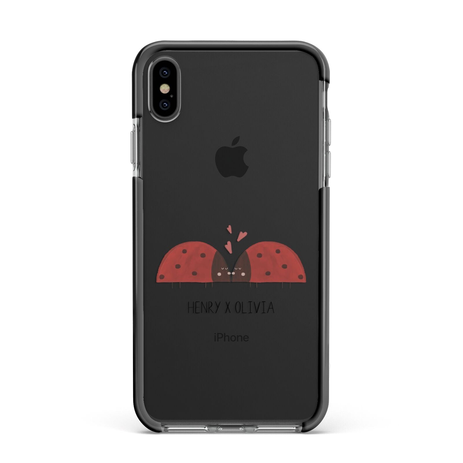 Two Ladybirds Apple iPhone Xs Max Impact Case Black Edge on Black Phone