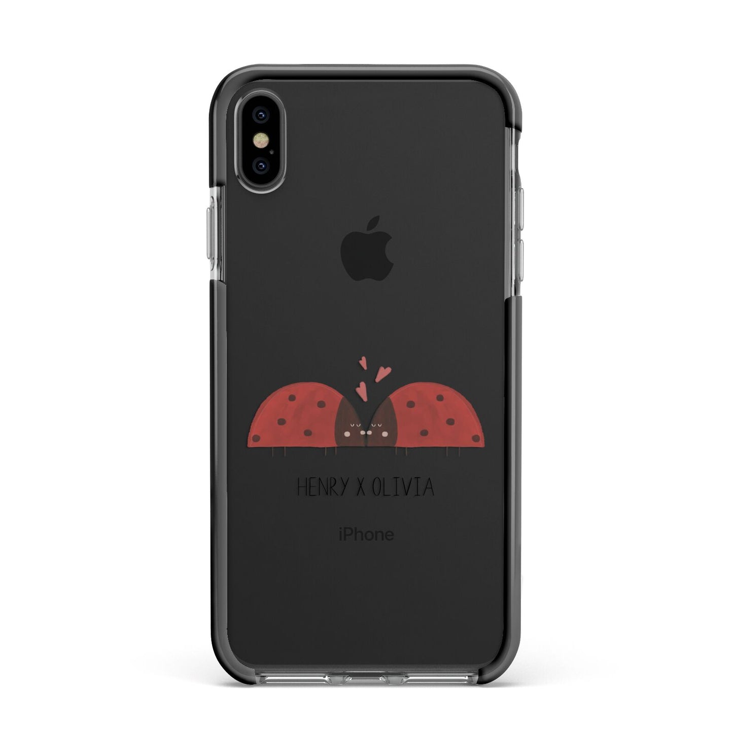 Two Ladybirds Apple iPhone Xs Max Impact Case Black Edge on Black Phone