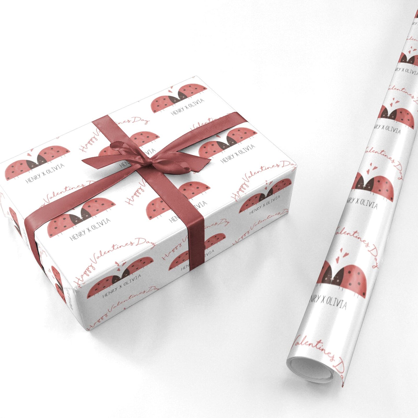 Two Ladybirds Personalised Wrapping Paper