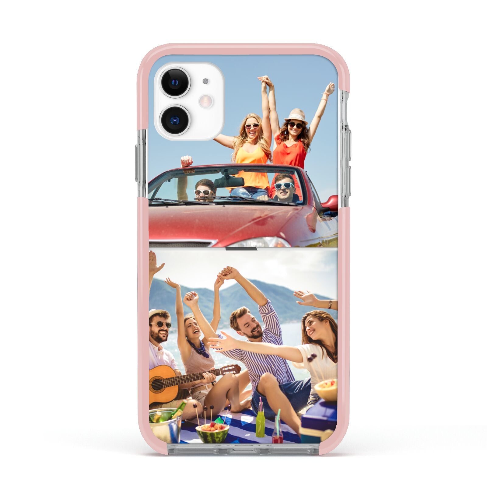 Two Photo Apple iPhone 11 in White with Pink Impact Case