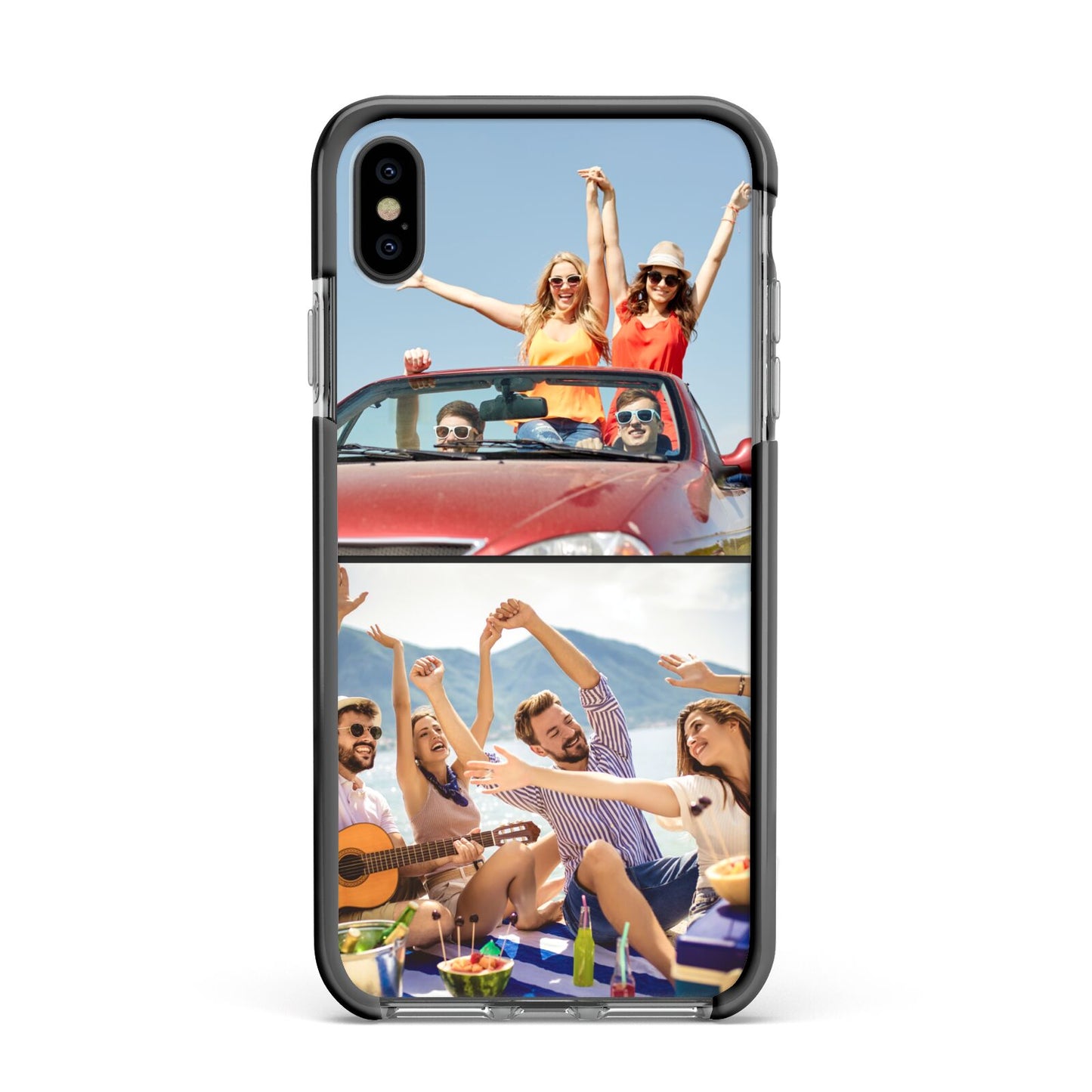 Two Photo Apple iPhone Xs Max Impact Case Black Edge on Black Phone