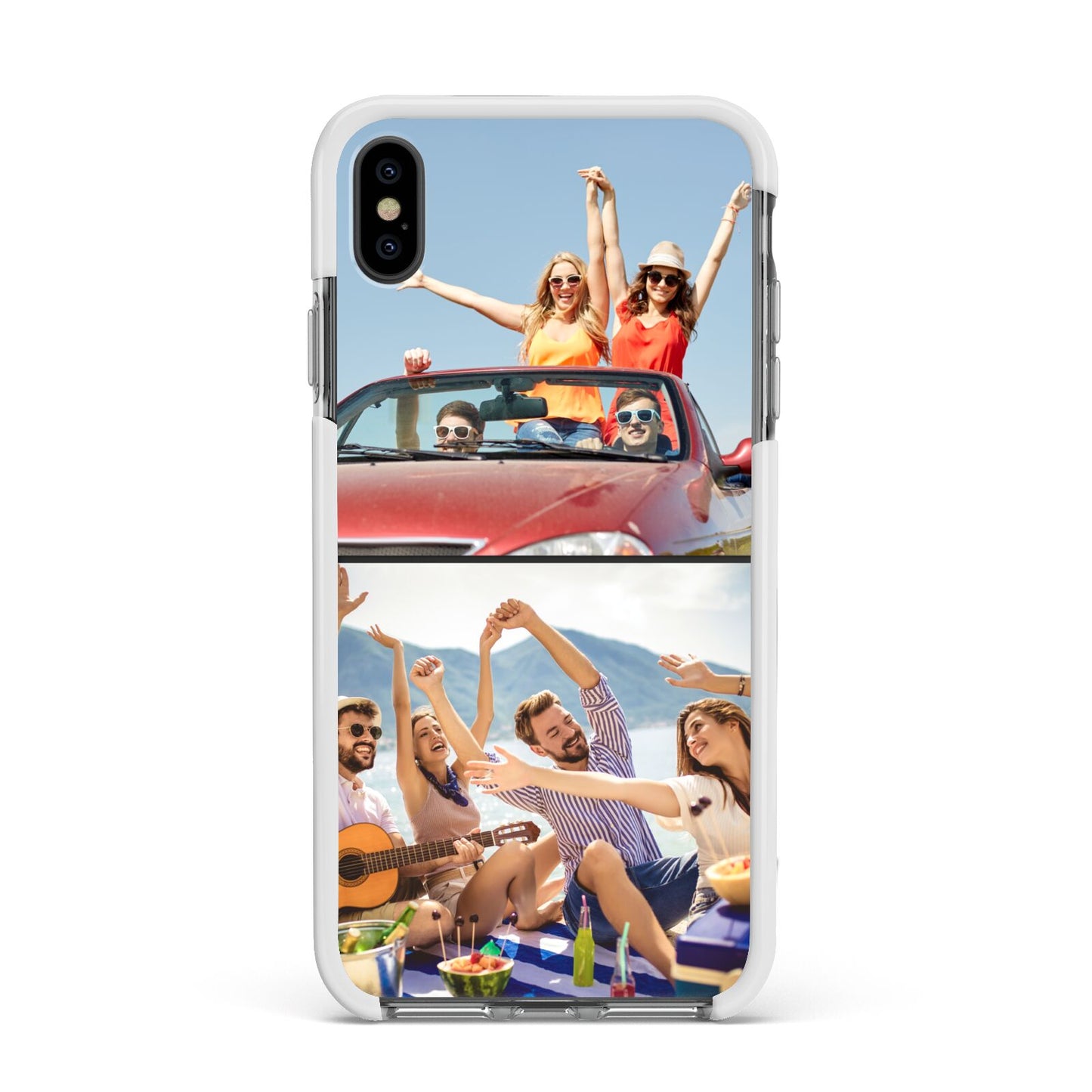 Two Photo Apple iPhone Xs Max Impact Case White Edge on Black Phone