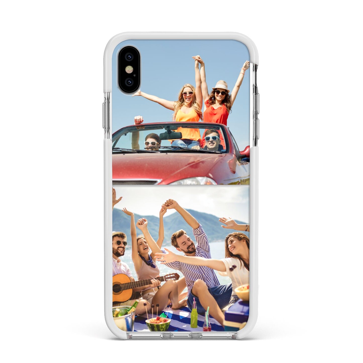 Two Photo Apple iPhone Xs Max Impact Case White Edge on Silver Phone