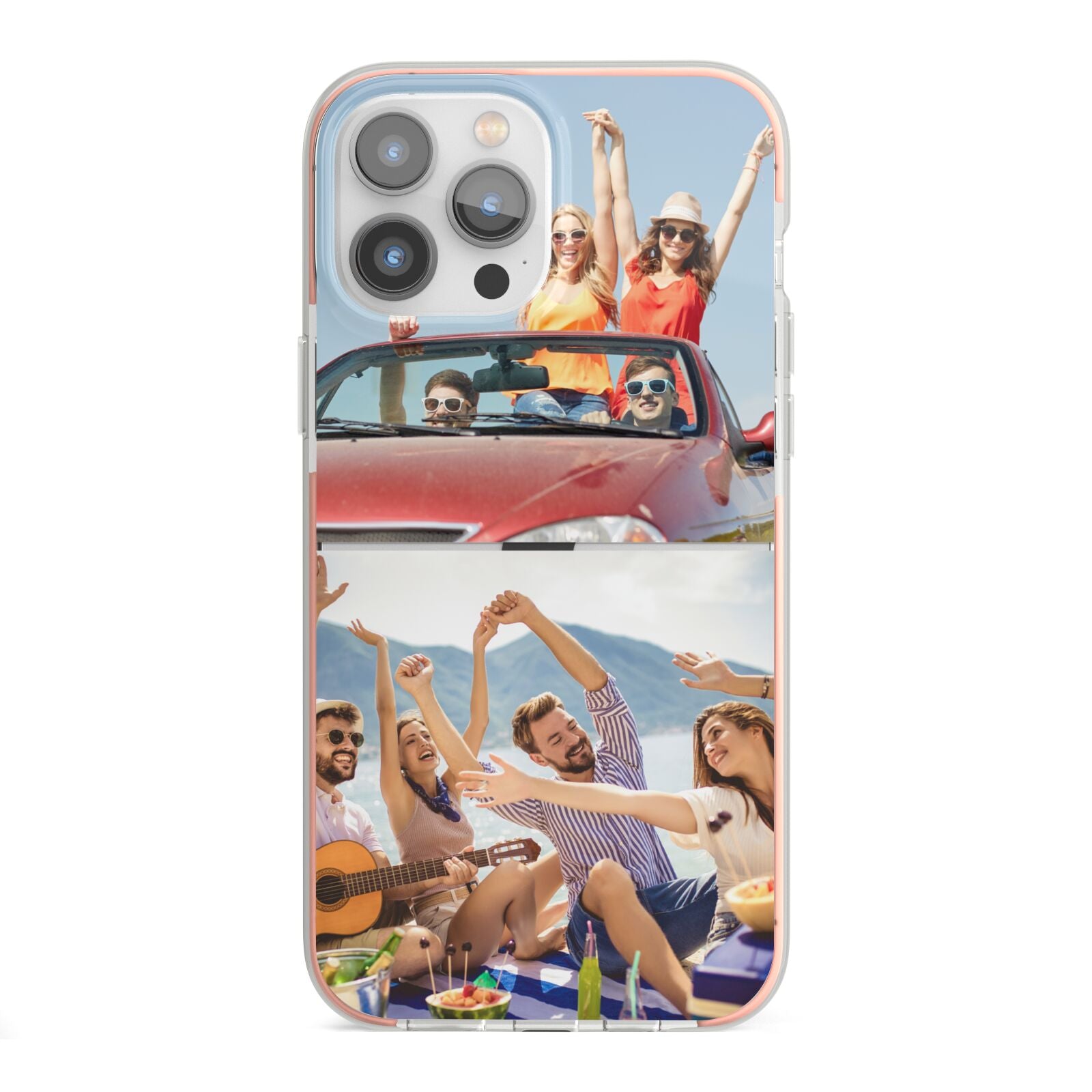 Two Photo iPhone 13 Pro Max TPU Impact Case with Pink Edges