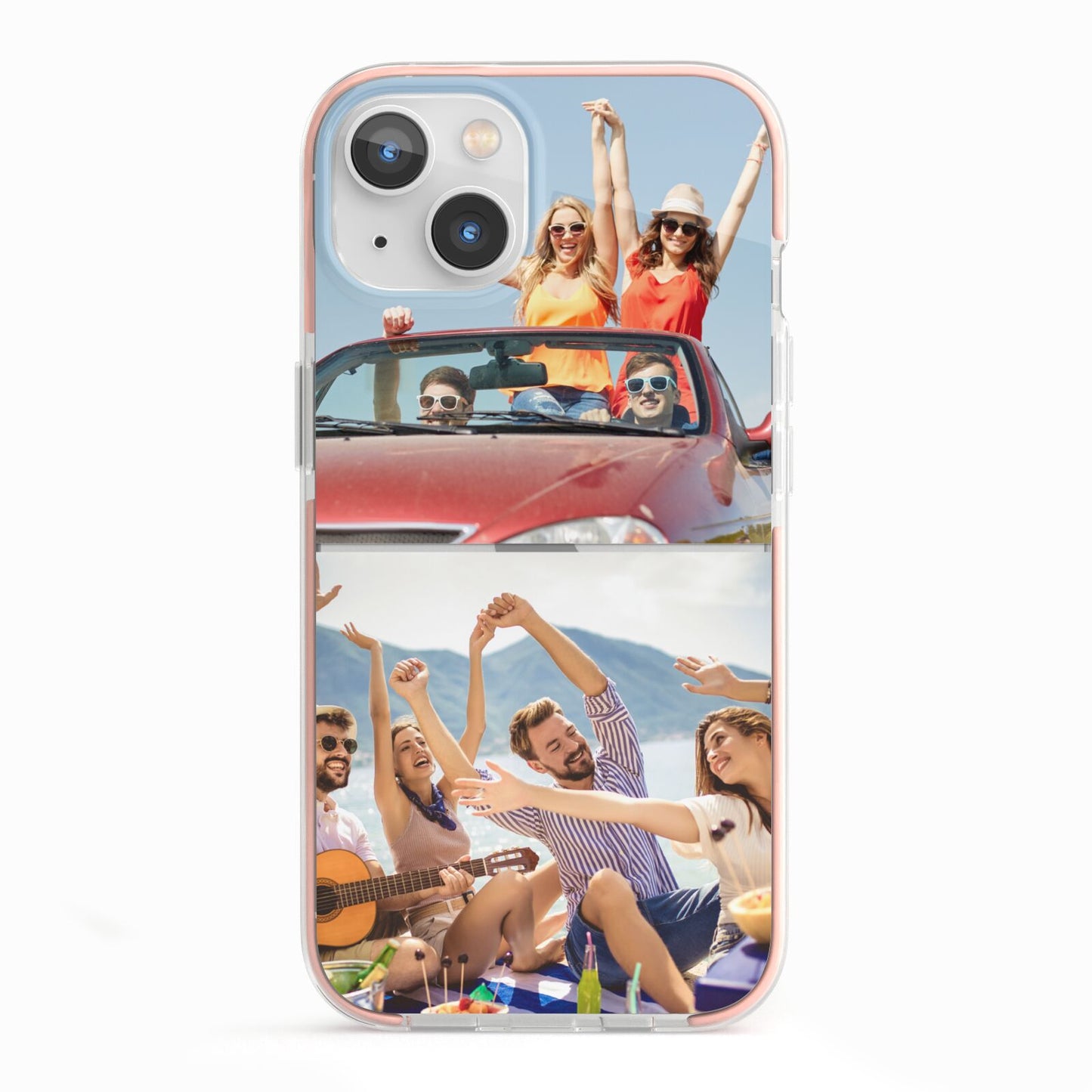 Two Photo iPhone 13 TPU Impact Case with Pink Edges