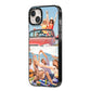 Two Photo iPhone 14 Plus Black Impact Case Side Angle on Silver phone