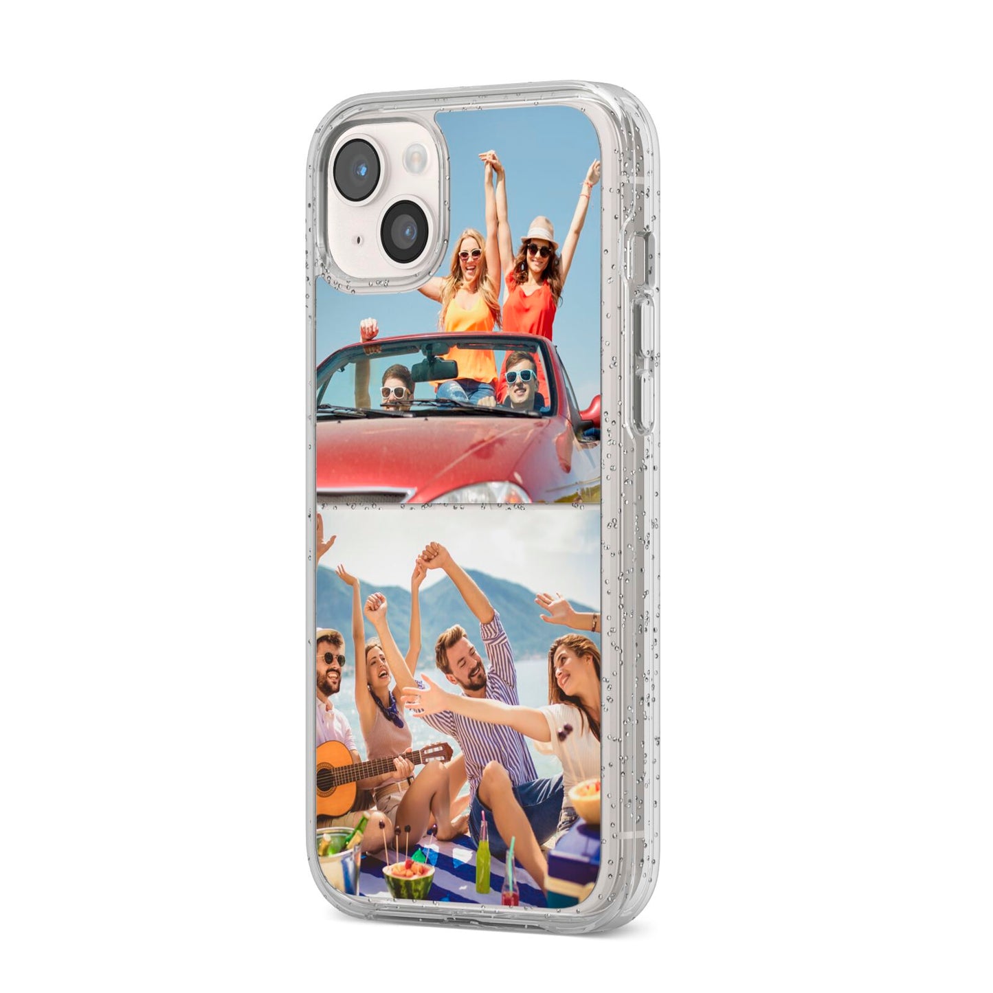 Two Photo iPhone 14 Plus Glitter Tough Case Starlight Angled Image