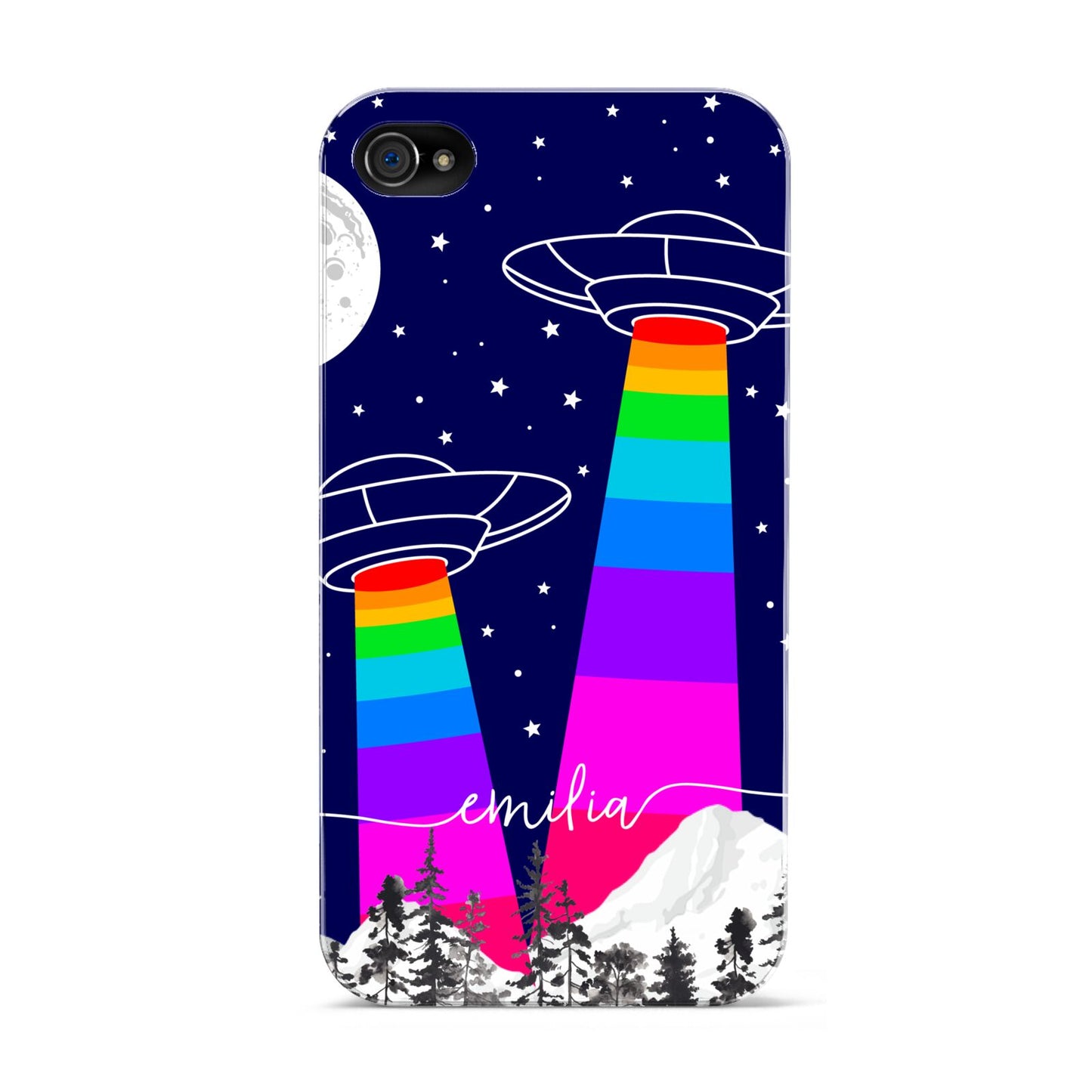 UFO Forest Scene Personalised Name Apple iPhone 4s Case