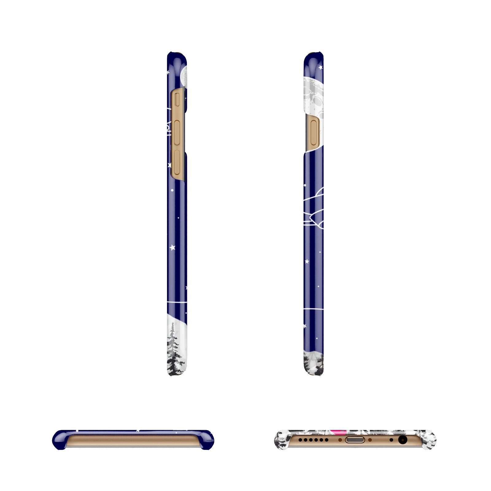 UFO Forest Scene Personalised Name Apple iPhone 6 3D Wrap Snap Case Angled Images