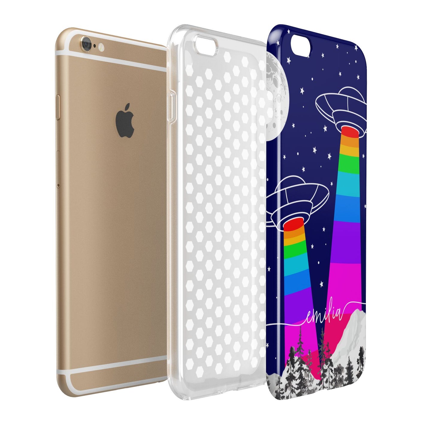 UFO Forest Scene Personalised Name Apple iPhone 6 Plus 3D Tough Case Expand Detail Image