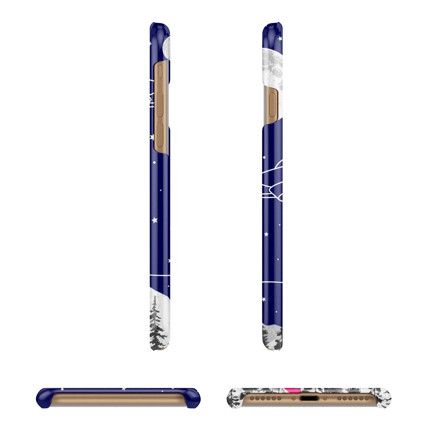 UFO Forest Scene Personalised Name Apple iPhone 7 8 3D Wrap Snap Case Angled Images