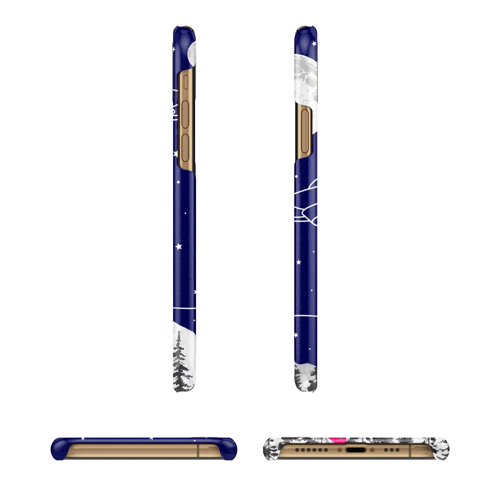 UFO Forest Scene Personalised Name Apple iPhone Xs 3D Wrap Snap Case Angled Images