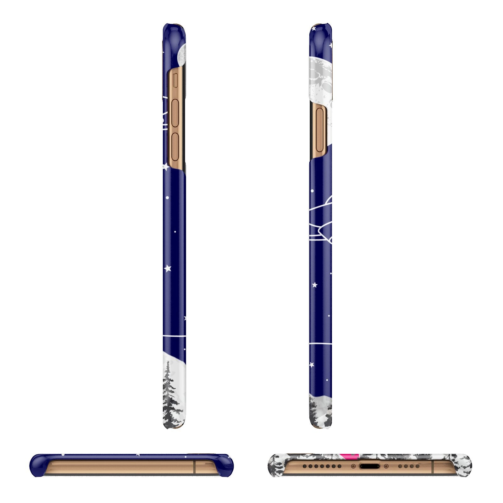 UFO Forest Scene Personalised Name Apple iPhone Xs Max 3D Wrap Snap Case Angled Images