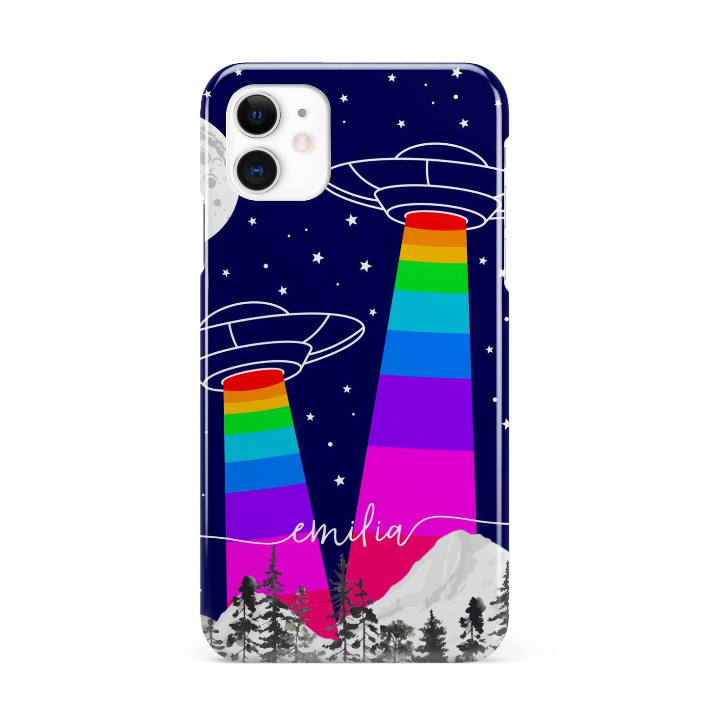 UFO Forest Scene Personalised Name iPhone 11 3D Snap Case